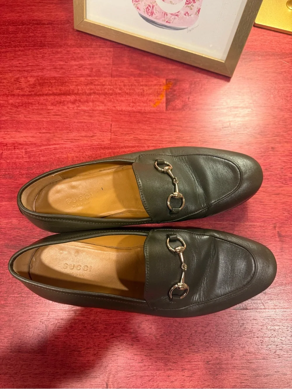 Women’s Gucci Jordaan Horsebit Leather Loafers Dark Green 37.5 mint condition